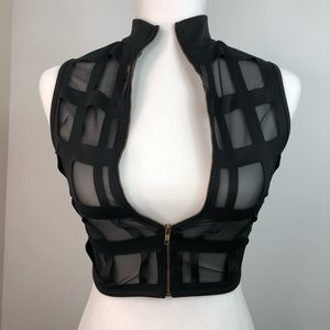 Sheer Crop  Black Vest Size Small